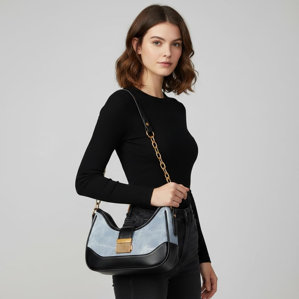Star Houndstooth Designer Handbags Shoulder Bags for Women Crescent Crossbody Hobo Bag Y2K Underarm Purse image 2