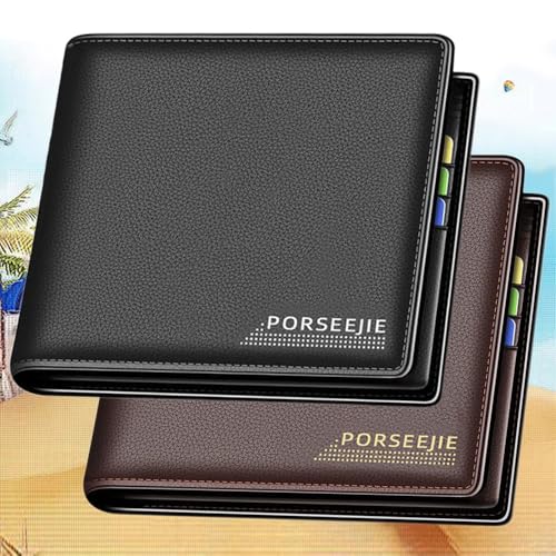 Men's PU Leather Wallet Business Retro Cash Clip Multi-2