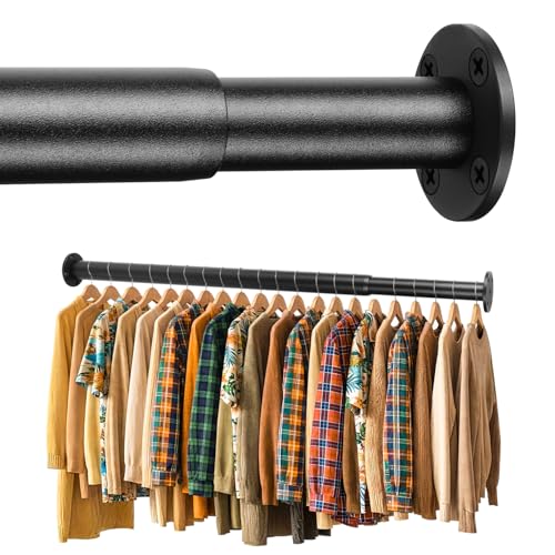 BaiNong Closet Rods for Hanging Clothes Adjustable 17-56 Black Heavy Duty