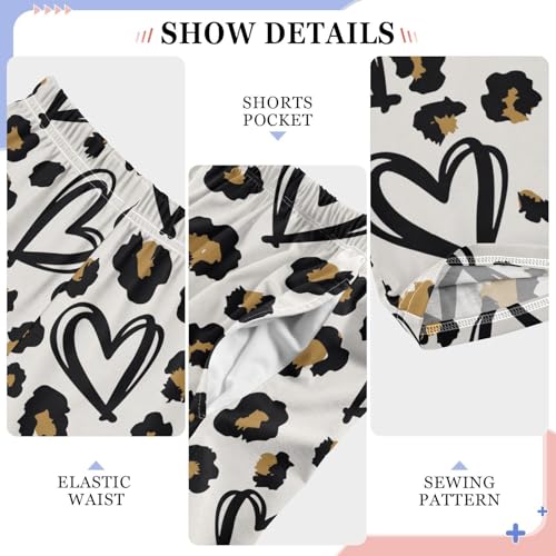 Boys' Pants Leopard Skin Heart Brown Black Long Bottoms Jogger Pants Elastic Waist Trousers with Pockets S-XL4