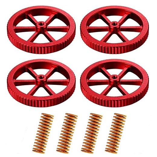 3Dman Uppgraderade 4 st aluminium handvridning utjämning mutter diameter 60 mm + Hot Bed Die Springs för Ender 3/3 Pro, Ender 5/5 Plus/Pro, CR-10, CR10S/10S Pro, CR 20 3D-skrivare