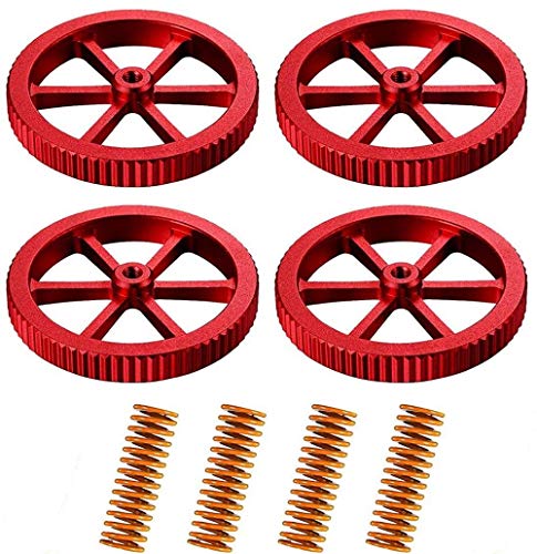 3Dman Upgraded 4PCS Aluminum Hand Twist Leveling Nut Diameter 60mm + Hot Bed Die Springs for Ender 3/3 Pro, Ender 5/5 Plus/Pro, CR-10, CR10S/10S Pro, CR 20 3D Printer