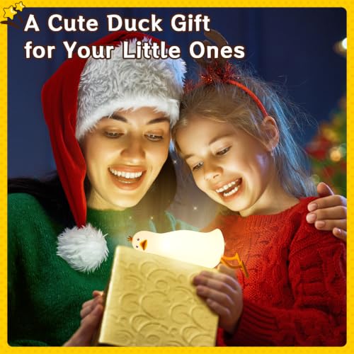 Image of Cute Duck Night Light: LED Baby Silicone Duck Lamp - 7 Colors Kids Night Lamp - Rechargeable Nursery Nightlight - Timer Function Bedside Lamp - Cute Bedroom Decor - Gifts for Children