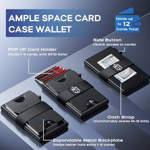 Zitahli Men's Business Card Cases - Slim Card Holder Holds 6+ Cards, Metal Wallet for Men & Women, Minimalist RFID Blocking Wallet with Pop-Up Function, Ultra-Thin, Men's Accessories, Gifts for Him3