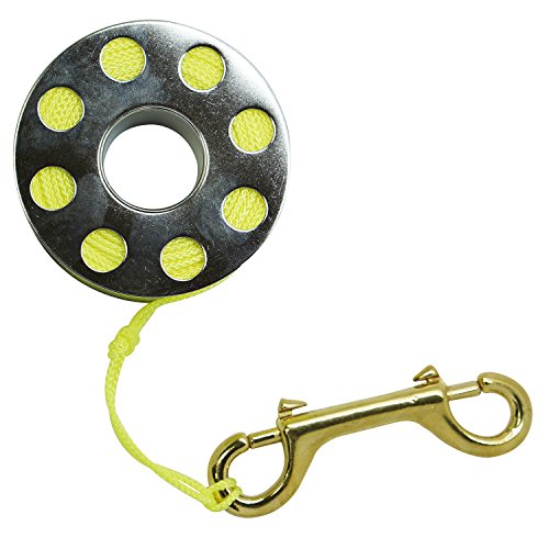 Scuba Choice Diving Compact Stainless Steel Finger Spool 100ft Dive Reel- Yellow Line