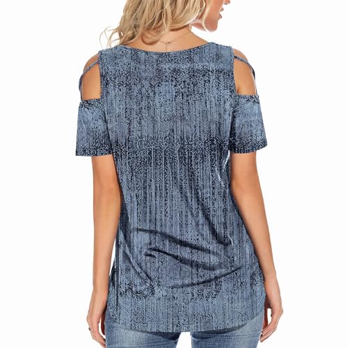 Image of Jar of Love Women's Summer Tops Short Sleeve Cold Shoulder Tops T-Shirts for Women Spring Summer Tops Loose Fit Tunic 2026