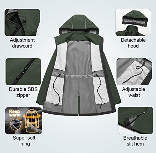 Image of CREATMO US Women's Lightweight Waterproof Long Softshell Tactical Jacket Fleece Lined Windbreaker