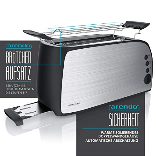 Arendo - 2200W Edelstahl Wasserkocher 1,7 Liter Temperatureinstellung PLUS 4-Scheiben-Langschlitztoaster in Edelstahl… – Bild 3