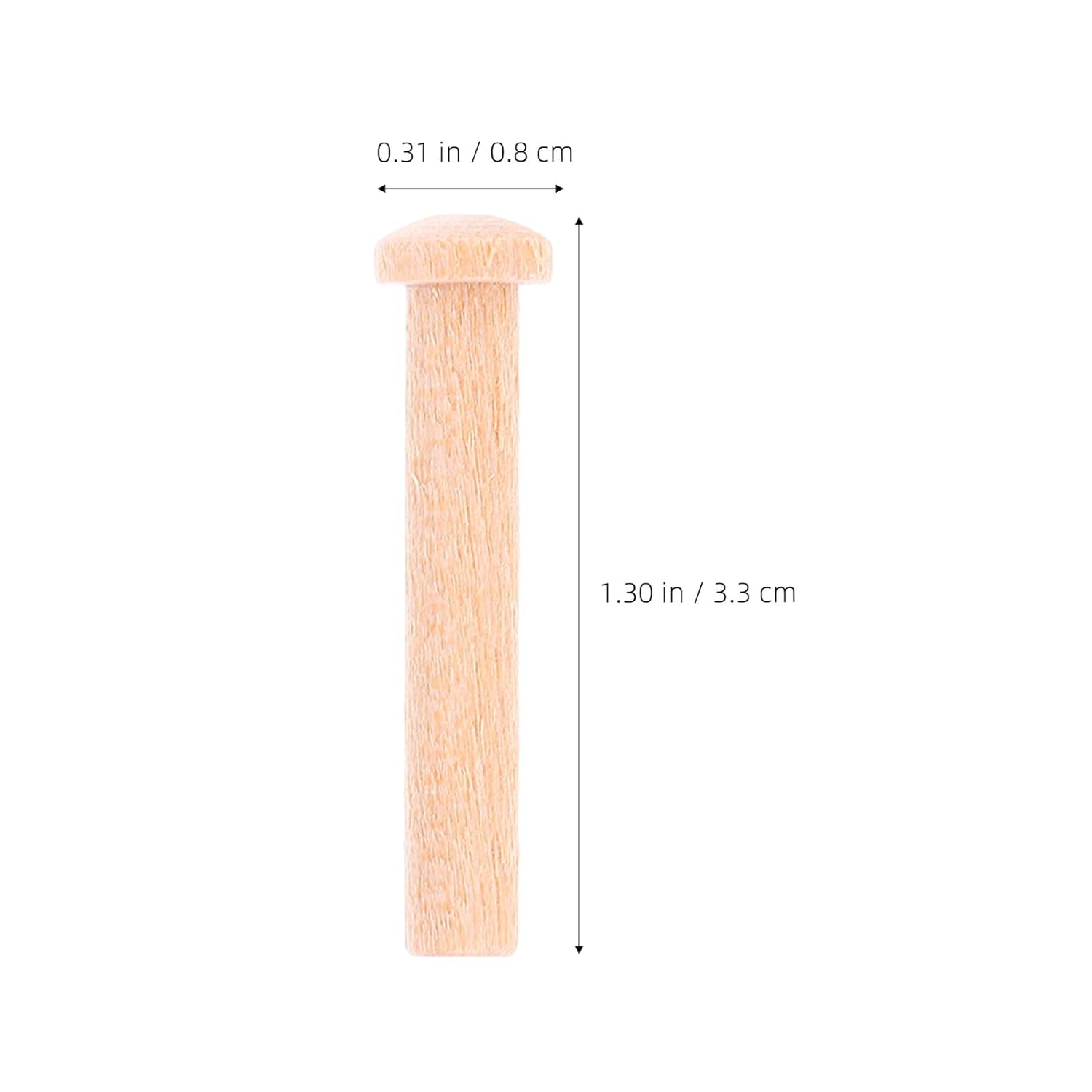 Pack of 20 Small Wooden Nails with T-shaped Round Head Made of Solid Wood, Sturdy Mini Wooden Pins for Craft Projects, Suitable for Woodwork and Model Making, Durable and