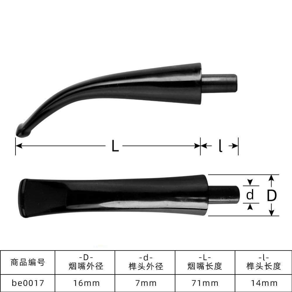 Bocchino Conico Piegato di Ricambio per Pipa da Tabacco Fai-da-Te, Adatto a filtri da 3 mm, Stelo in Acrilico Nero, Design a Sella Rotonda,7pcs