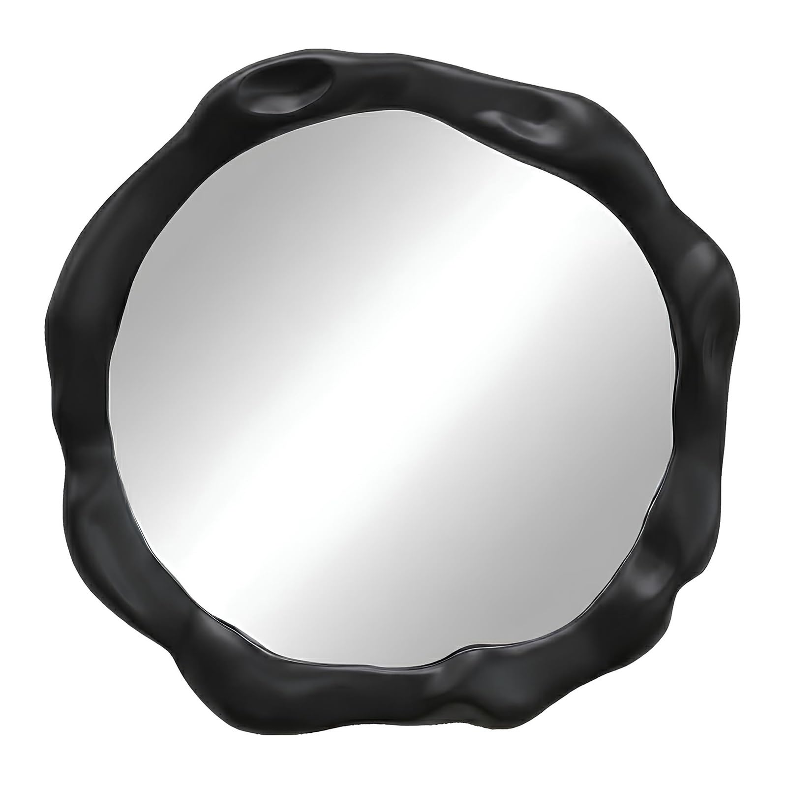 IRUGS Modern Sculptural Wooden Wall Mirror, Wavy Decorative Vanity Mirror