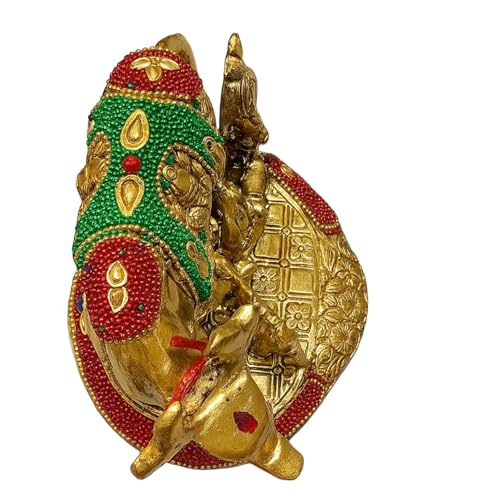 Image of Kalakriti Kamdhenu Cow and Calf Idol with Laddu Gopal| Gold Plated Decorative Statue for Home Temple | Religious Showpiece for Pooja Room |Traditional Hindu Spiritual Decor Gift (15x13x13 cm)