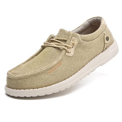 Image of Men's Canvas Loafers, Slip On Casual Shoes | Hands Free, Lightweight, Comfortable, Breathable Upper, Walking Shoes, Stretch, Travel, Vacation, Everyday Wear