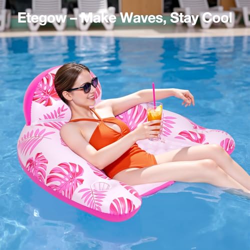Pool Floats for Adult -Floating Lounge Chairs,Inflatable Pool Floats with Cup Holders 2 Repair Patch Suit for Swimming Pools, Beach, Pool Toys,Backyard Party,Lakes(2 Packs