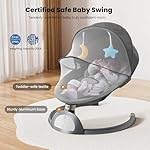 Electric Baby Swing for Infants to Toddler, Bluetooth Baby Rocker with Music Speaker, Protable Bouncer, 5 Sway Speeds 3 Seat Positions, Remote Control for Indoor, Boy, Girl - Image 2