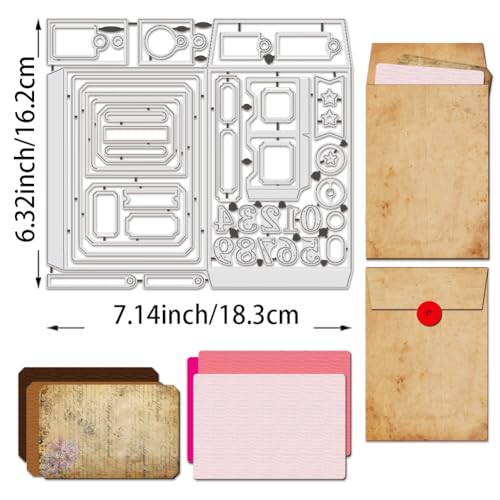 BENECREAT File Pocket Metal Die Cuts for Card Making Letterheads Pendants Numbers Carbon Steel Metal Templates for DIY Scrapbooking Photo Album - Image 2