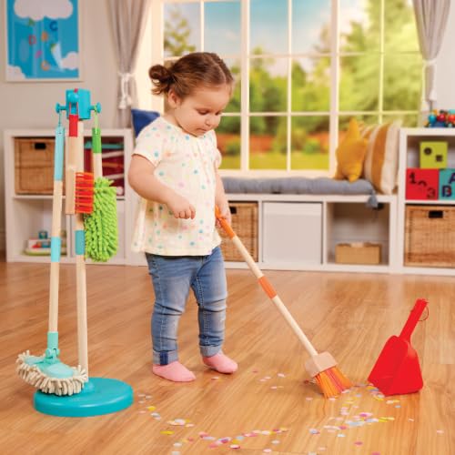 Image of Battat Kids Cleaning Set, Sweep n' Clean Pretend Play Kit, Wooden, Playset