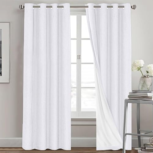 Miniatura 40 de PrinceDeco Cortinas 100% opacas, mezcla de lino natural, 84 pulgadas de largo, oscurecimiento de la habitación, cortinas opacas sólidas para sala de