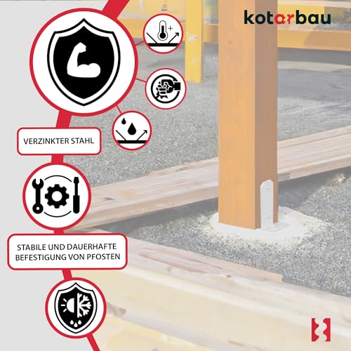 Acier galvanisé durable pour ce support de poteau bois 70 mm robuste