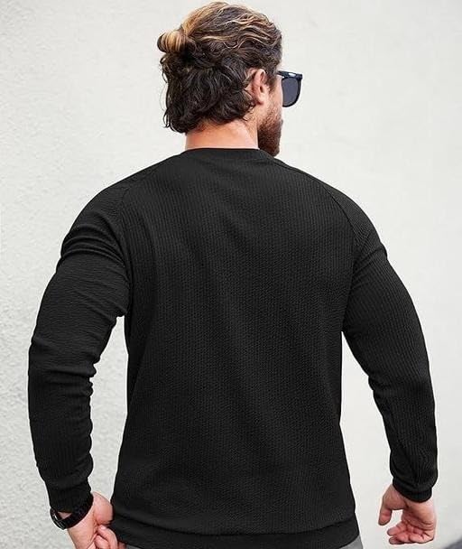 Image of Mens Stripes Full Sleeve Solid T-Shirt| Comfortable, Lightweight,Breathable, Skin Friendly