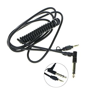 NiuLumea 3,5 mm Audio-Aux-Kabel für Beats für Pro Detox-Kopfhörer, dehnbares Federkabel, für L-förmigen 3,5-mm-Stereo-Stecker auf Stecker, 1,5 m (149,9 cm), Schwarz/Rot