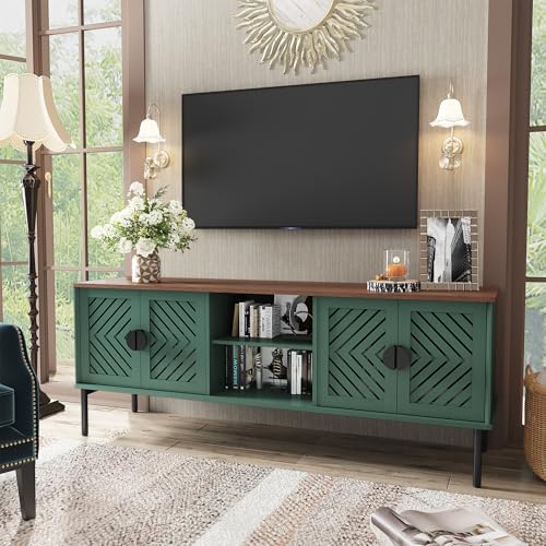 ARTPOWER 63' Modern TV Stands，Long Entertainment Center with Storage，Green