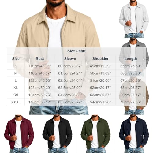 Windbreaker Jackets for Men Collared Full Zip Bomber Coat Pockets - image 6