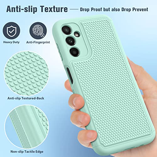 Fntcase For Samsung Galaxy A14 5G Case: Dual Layer Protective Heavy Duty Cell Phone Cover Shockproof Rugged With Non Slip Textured Back - Military Protection Bumper Tough - 2023, 6.6Inch (Mint Green) #TOP4