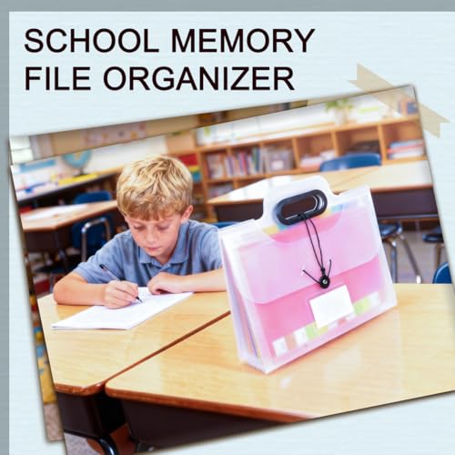 Caja de Recuerdos Escolares K-12, Álbum de Fotos para Niños, Libro de Recuerdos Escolares desde Preescolar hasta 12.° Grado con 13 Bolsillos para Almacenamiento de Fotos y Archivos (2 Unidades, Blanco) miniatura 4