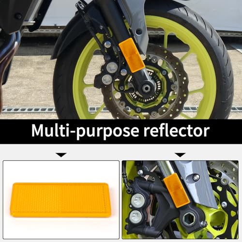 Image of 10 Pack Yellow Self Adhesive All Plastic 3.7'' Rectangle Reflectors for Mailbox, Motobikes, Trailers, Trucks, Boats, Suv's, RV's