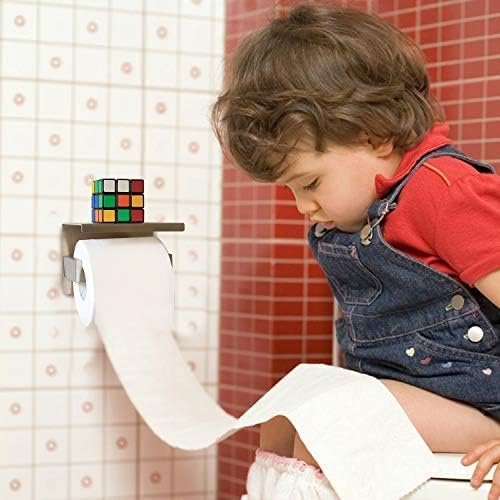 Auxmir Toilet Paper Holder with Shelf, 3M Self Adhesive No Drilling Required or Wall Mounted Stainless Steel Roll Holder for Bathroom, Toilet, Kitchen, Strong Adhesion, Anti-Rust and Waterproof