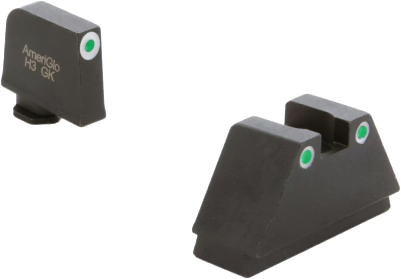 AMERIGLO Optic Compatible Sight Set for Glock - 3XL Tall Set Green Green Tritium 3 dot Sight Set White Outlines .365" F .451" R