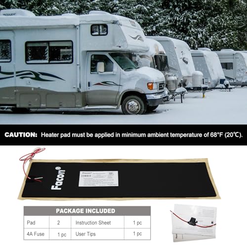 Image of Facon 6 inch x 18 inch RV Pipe Heater Pad - 2Packs, Work for 1-1 /2 inch Pipe, Heating Pad for RV, Camper, Travel Trailer and Motorhome Water Tank System, DC 12Volts-13.5Volts
