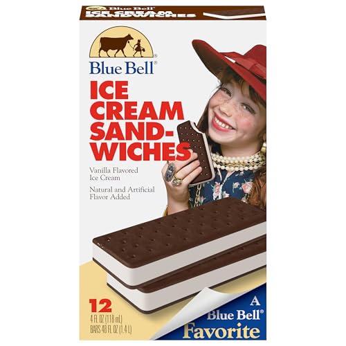 Blue Bell Ice Cream Sandwiches, Vanilla, 12 Count