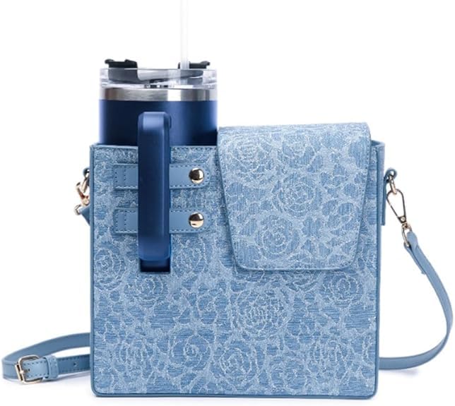 GSenhui Stanley Cup Bag Purse, Stanley Cup Holder Water Bottle Bag with Shoulder Strap Outdoor Portable Crossbody Bag for Stanley Cup