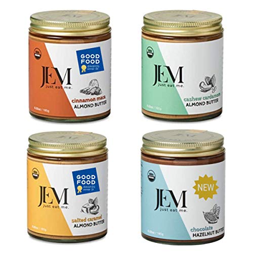 JEM Organics Nut Butter - Fan Favorite, Variety Organic All Natural Sprouted Almond Butter, Hazelnut Butter and Cashew Butter, Gluten-Free, Vegan, Paleo, Keto Snack, 6 oz 4-Pack
