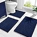 Yimobra Bathroom Rugs Non Slip Washable 32x20 Inch - Ultra Soft Absorbent Chenille Bath Mat, Quick Dry Shaggy Floor Carpet for Tub Shower, Navy Blue Home Decor Accessories