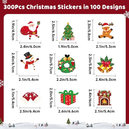 Calcomanías de Navidad para niños Anwyll pegatinas de vinilo infantil para álbumes de recortes 300 uds 3
