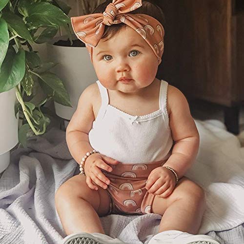 Image of Easisim 3pcs Newborn Baby Girls Shorts Set Cotton Sleeveless Romper Jumpsuit Bodysuit +Pants Shorts+Headband Outfit Set