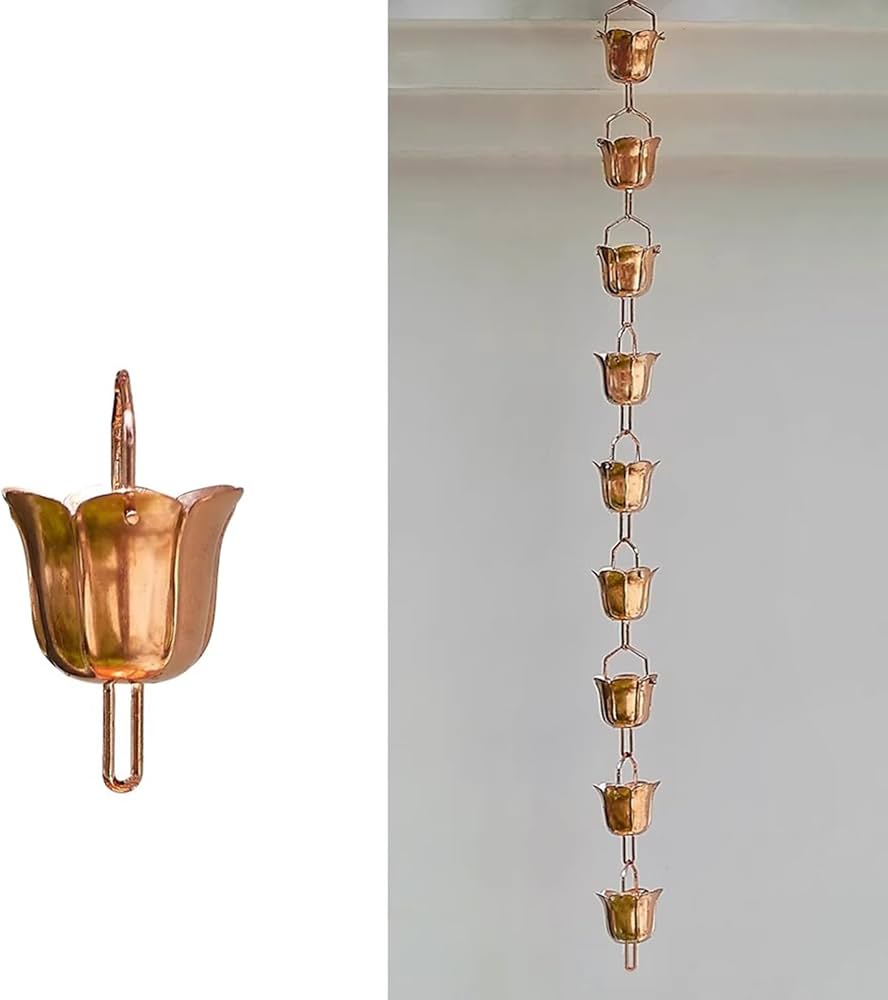 Amazon.co.jp: 鎖樋 バルコニーの雨どい/小屋の縦樋用の花飾り雨水受け