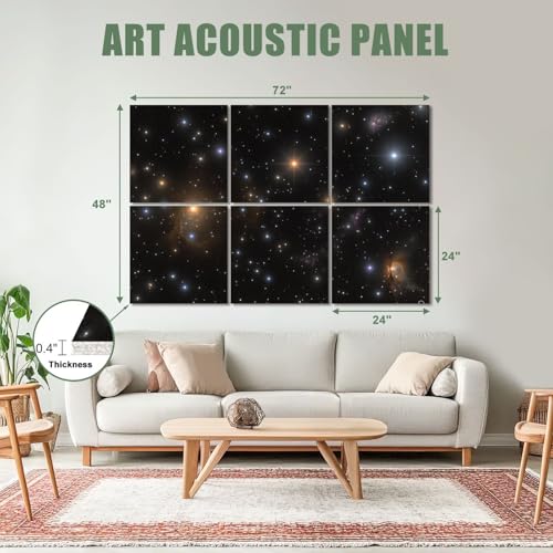 6 Pack Paneles Acústicos Decorativos con Diseño de Galaxias y Constelaciones, Absorbentes de Sonido, Autoadhesivos, 72"x48" miniatura 2