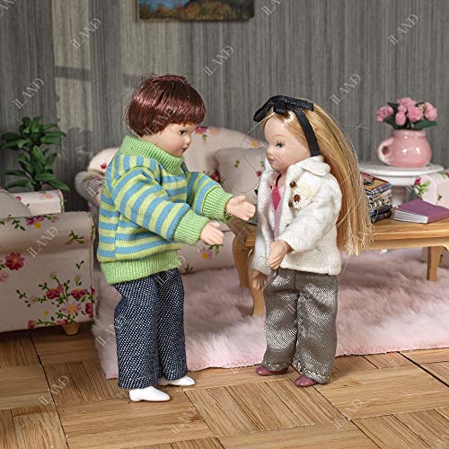 iland Dollhouse People 1/12 Scale, Dollhouse Family Doll incl Mum Dad Girl Boy Baby (Modern Family 5pcs) - Thumbnail 4
