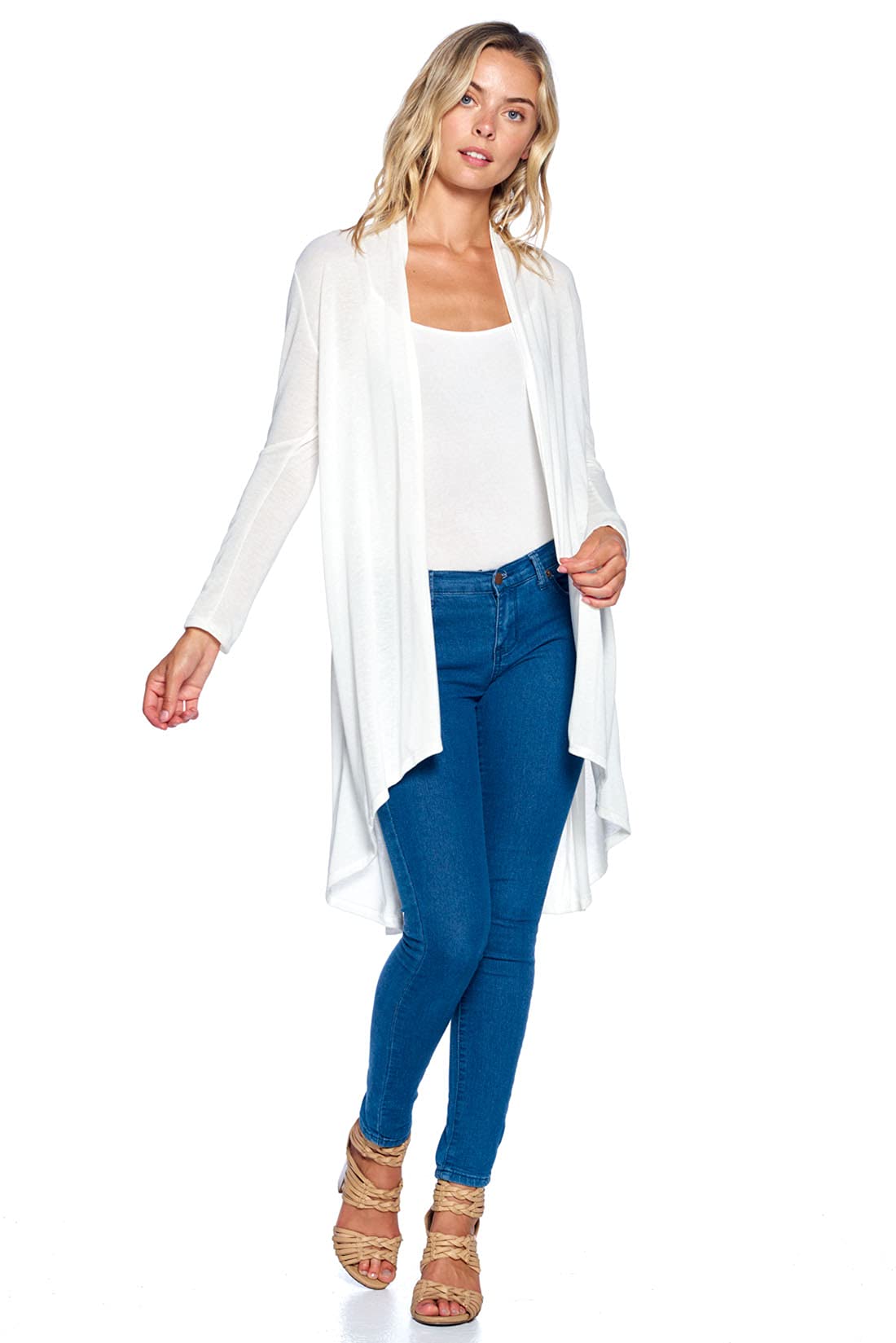 Solid Essential Long Cascading Cardigan (S-3X)