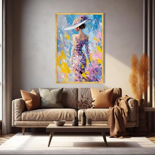 Tableau sur toile impressionniste coloré déco murale XINBAO