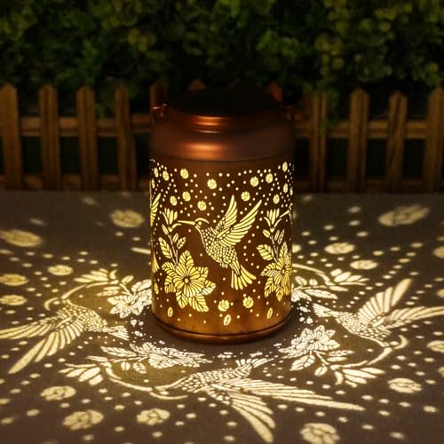 Christmas Gifts for Women Men Mom, Hummingbird Solar Lights Outdoor Waterproof, Mothers Day Gifts Decorations Outside for Yard, Lawn, Balcony Garden Decor Solar Lantern