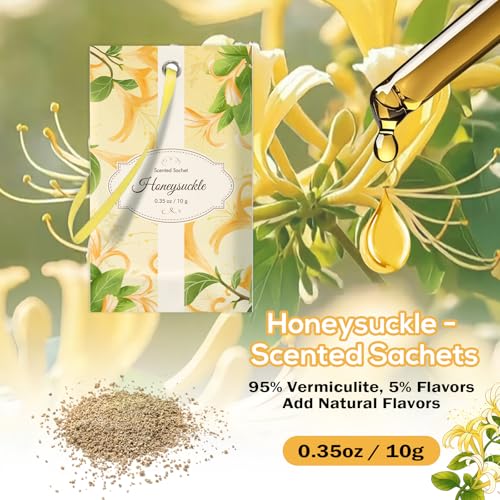 Image of SCENTORINI Scented Sachets for Drawer and Closet, Honeysuckle Scent 14 Pack | Long-Lasting Sachets Bags Gift Set, Wardrobe Freshener for Dresser, Closet, Clothes Storage, Suitcases, Gym Bag, Locker