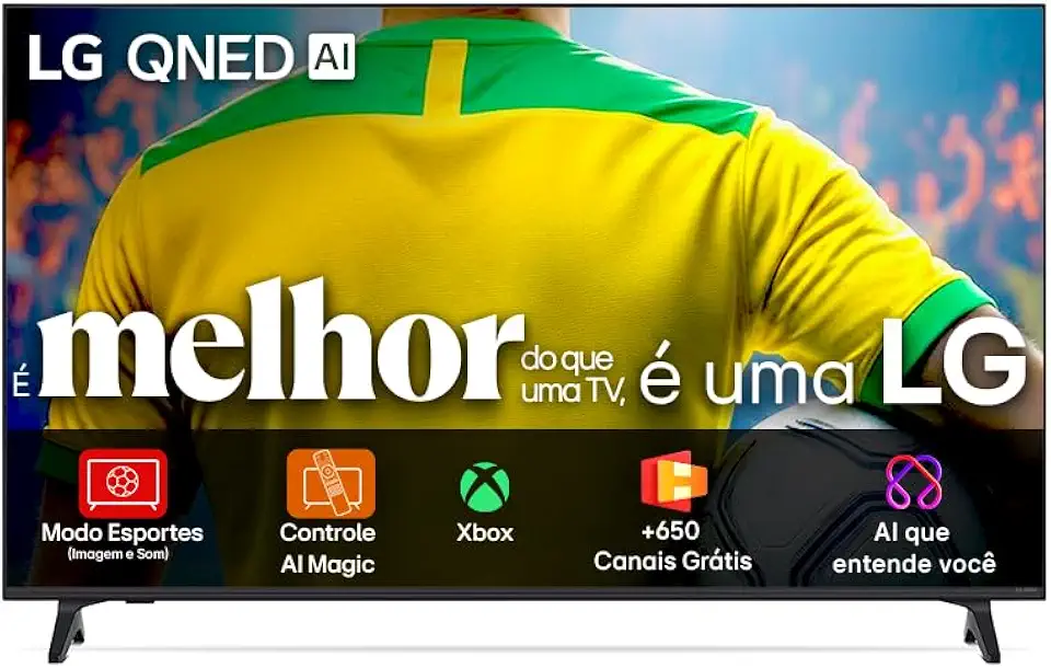Smart TV 4K 75" LG QNED73 Portal de Games Processador AI α7 Gen8 4K Super Upscaling Google Cast Integrado Controle AI Magic WebOS 25 Modo Esportes Alerta de Esportes