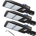 LEDMO 3 Pack LED Parking Lot Lights with Photocell Slip Fitter 26000lm Outdoor Dusk to Dawn Commercial Shoebox Pole Lighting Flood Security Lamp for Street Area Stadium 5000K 200W