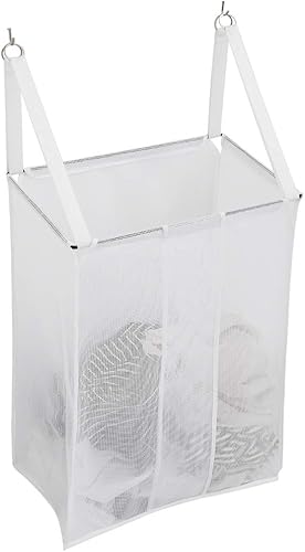 ALYER Cesta de malla para colgar en la pared, bolsa de almacenamiento grande sobre la puerta con apertura de borde de metal grande, accesorios