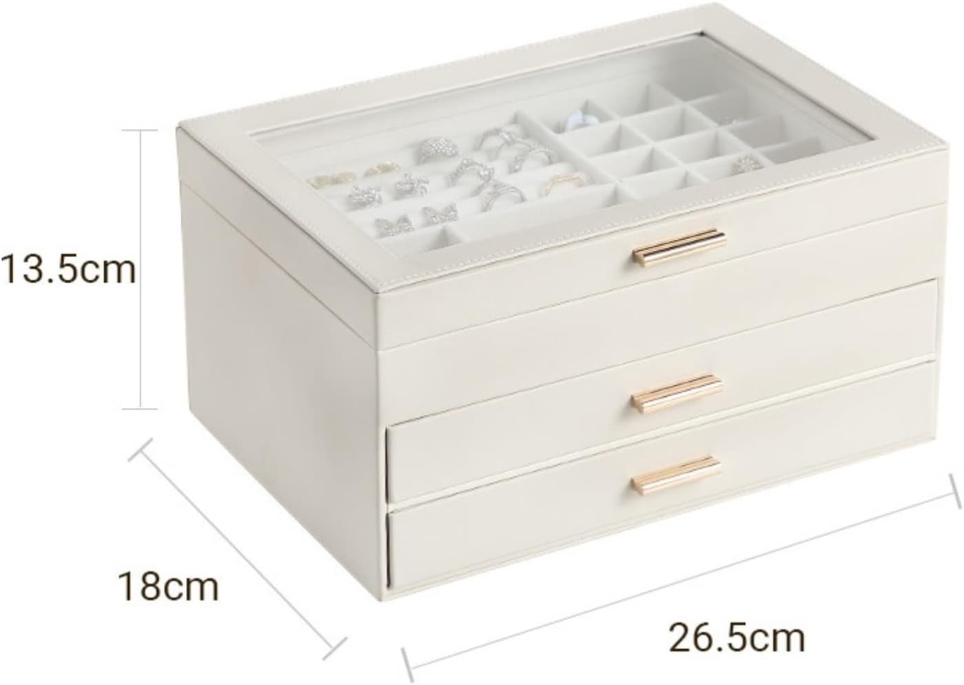 Jewelry Organizer Jewelry Box Jewelry Storage Box PU Leather Jewelry Watch Storage Box Earring Ear Stud Ring Necklace Organizer Case Jewelry Case Jewelry Display Storage ( Color : Black , Size : 26.5